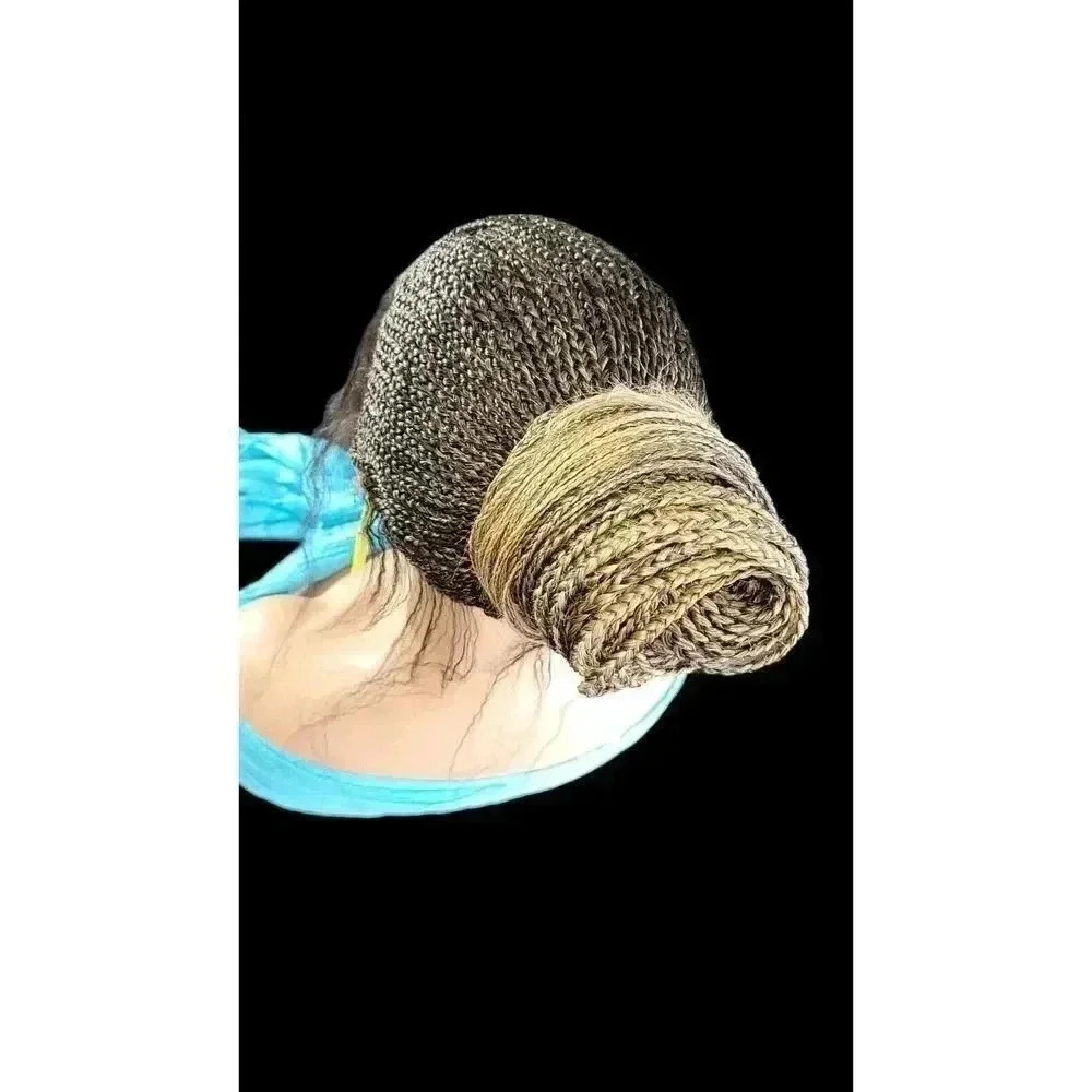 100% Handmade Shuku Style Jumbo Box Braided Lace Wig - Ombre Black, 28" Long NWT - Picture 6 of 15